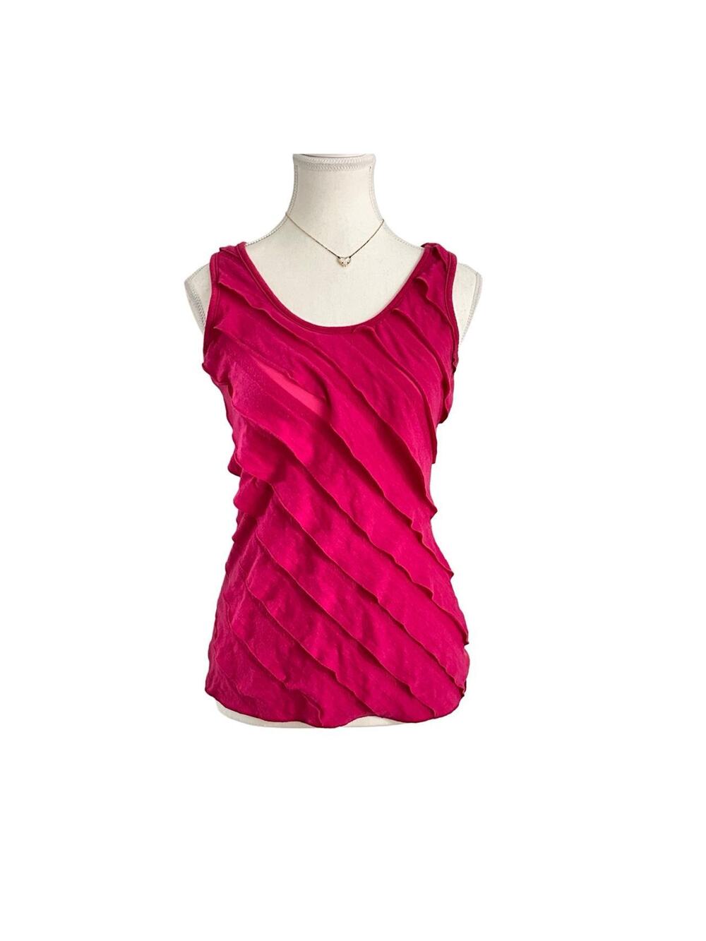 A.BYER Size Medium Ruffled Layered Cotton  Made In USA Tank